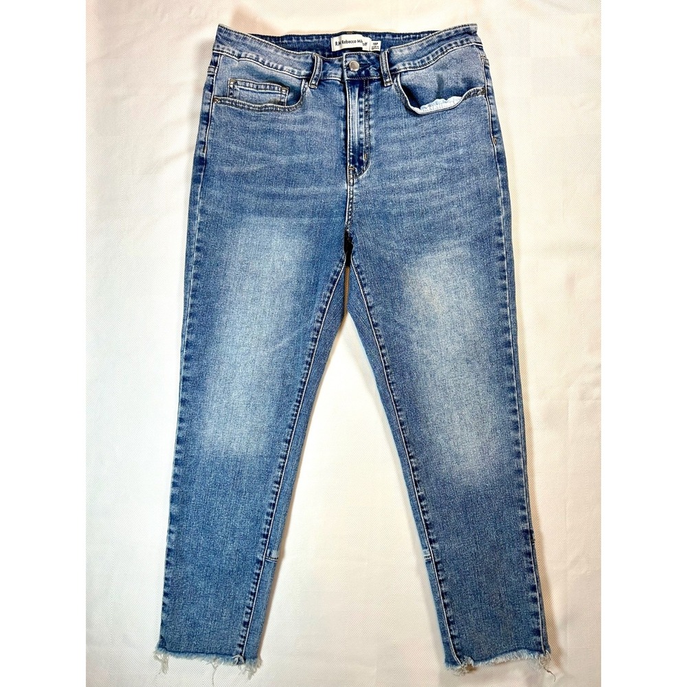RM Rebecca Minkoff Med Wash Raw Hem Back Zipper Ankle Jeans Size 10P